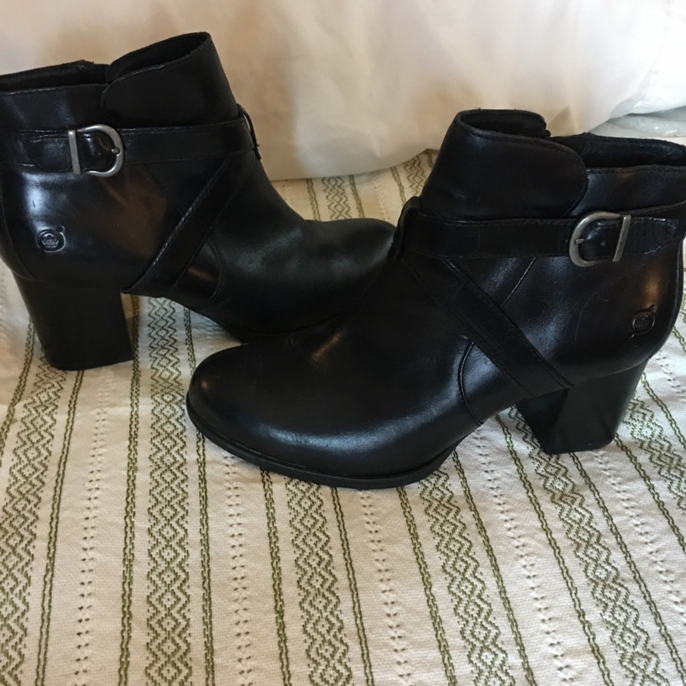 Born black leather booties